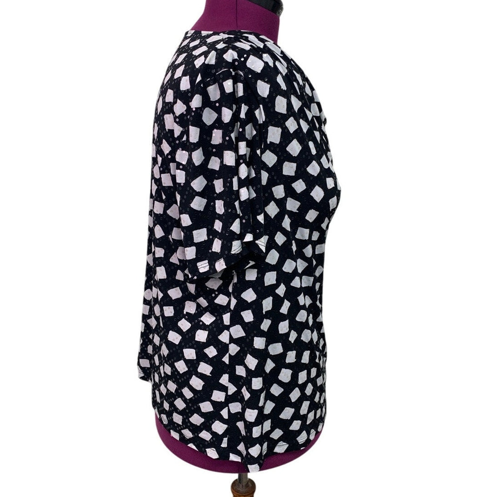 Dress Barn Collection Womens 3X Short Sleeve Polka Dot Drapey Sequin Blouse Top