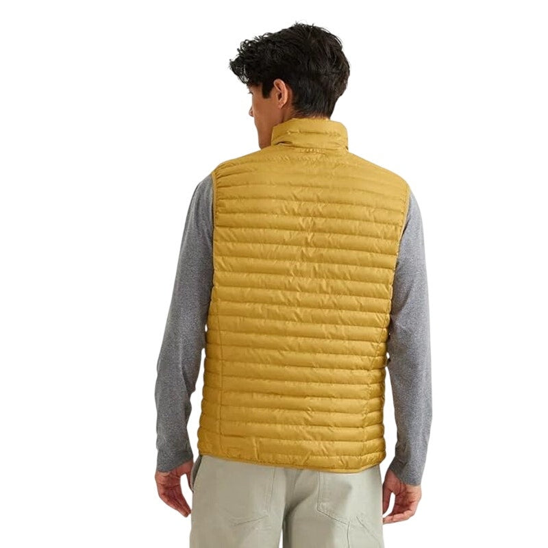 New Eddie Bauer Mens Medium Gold Yellow Microlight 650FP Down Zip Up Puffer Vest
