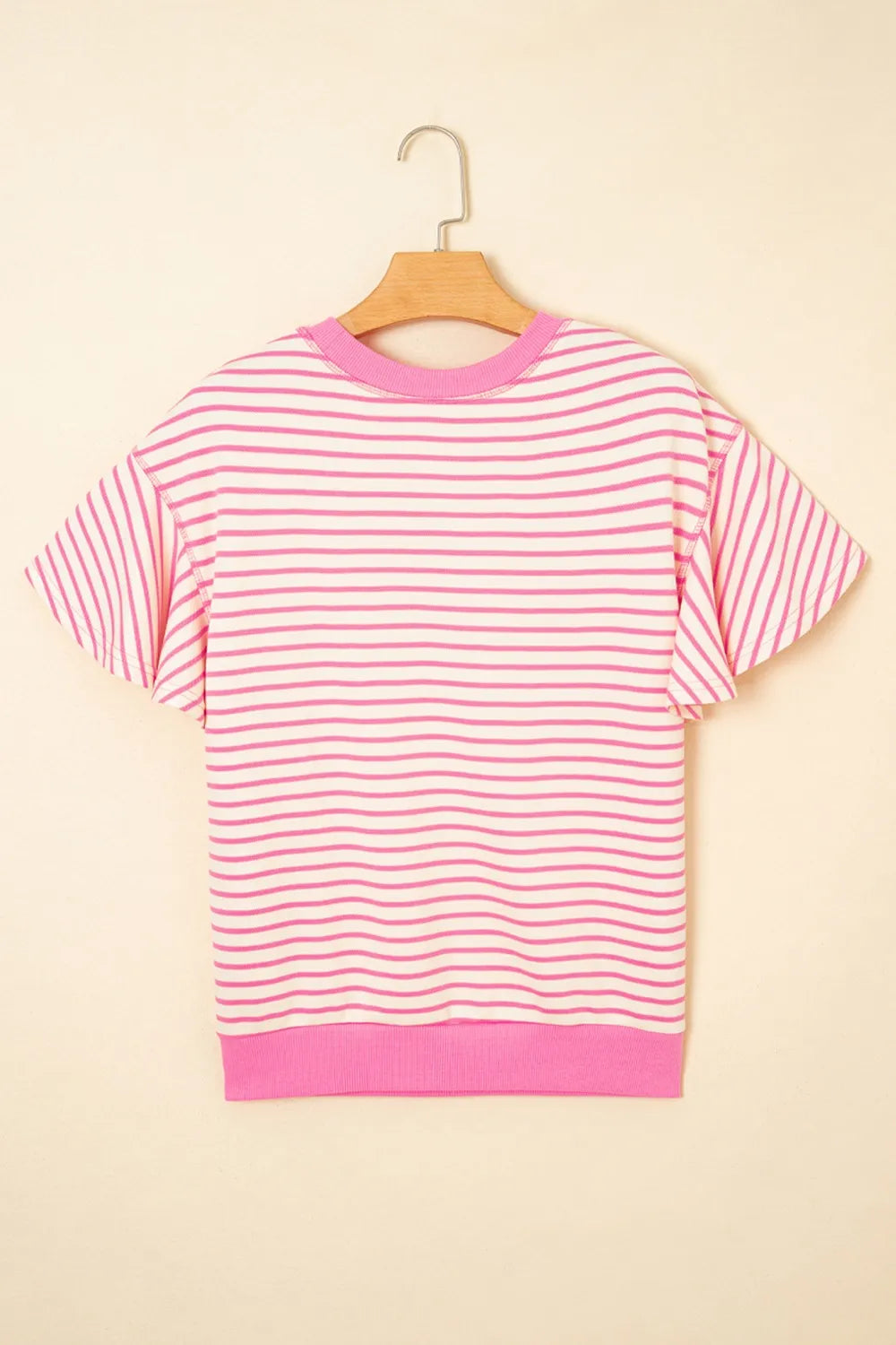 Striped Flounce Sleeve Casual Blouse