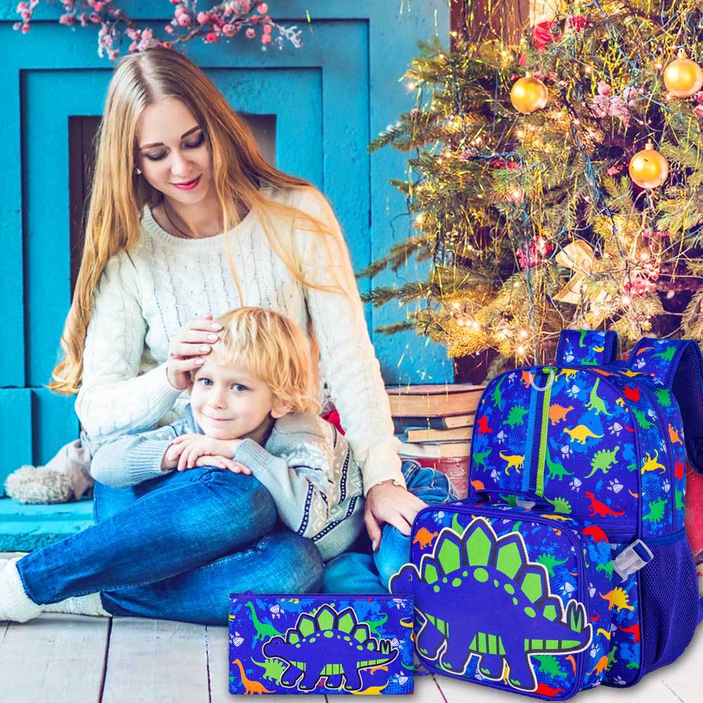 Kids 3-Piece School Backpack Set - Lightweight Water-Resistant Cartoon Backpack with Lunch Bag & Pencil Case