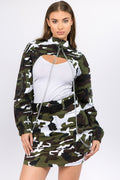 Women's Camouflage Crop Jacket with Chain Detail