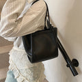 Women's High-Capacity Crossbody Bucket Bag - PU Leather Shoulder Bag with Adjustable Strap
