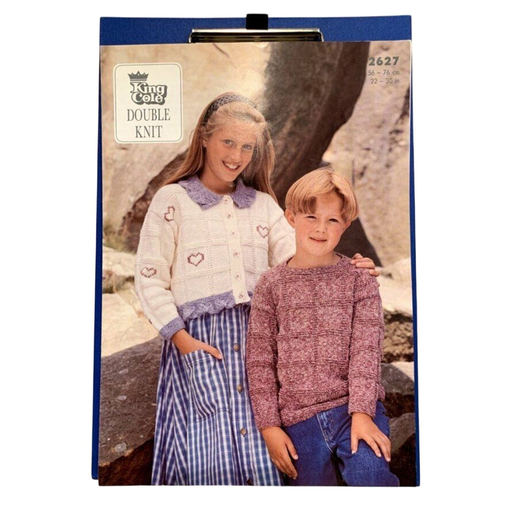 New King Cole 2627 Stonewash DK Heart Sweater Child Cardigan Knitting Pattern