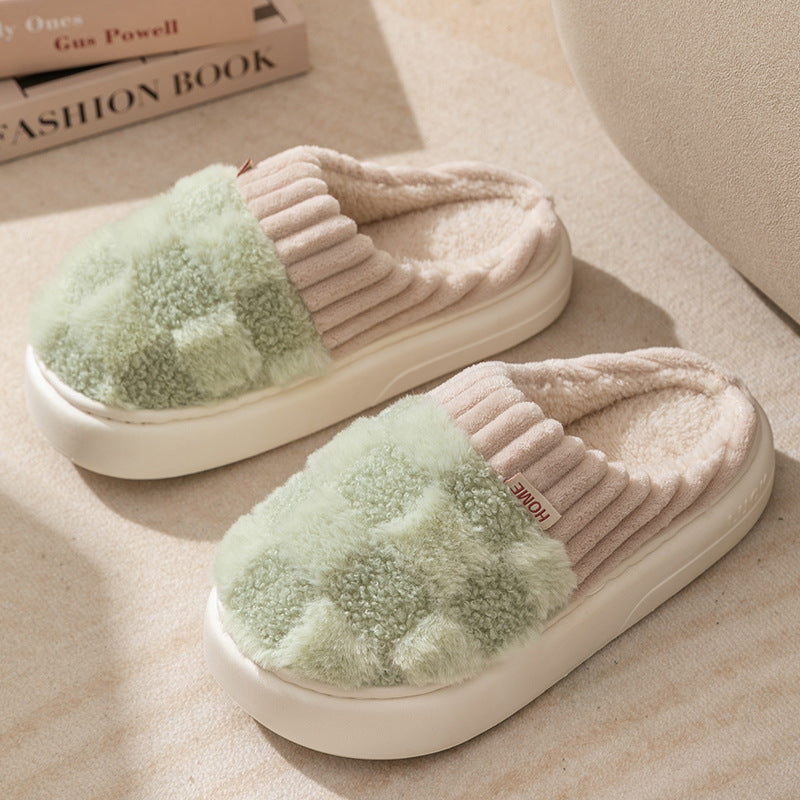 Plaid Plush Slippers for Women & Men