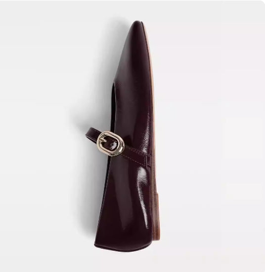 Burgundy V-Strap Flats