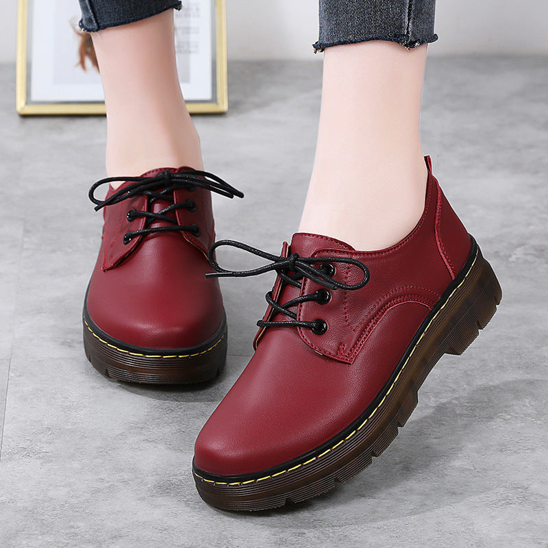 Women's Retro British Style Cutout Flat Shoes | Split Cowhide Leather Round Toe Non-Slip Loafers | Sarah Express