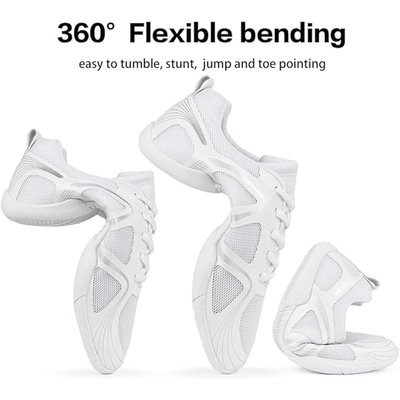 Cadidl Womens Size 5.5 White Cheer Sneakers Lace Up Round Toe Low Top Shoes