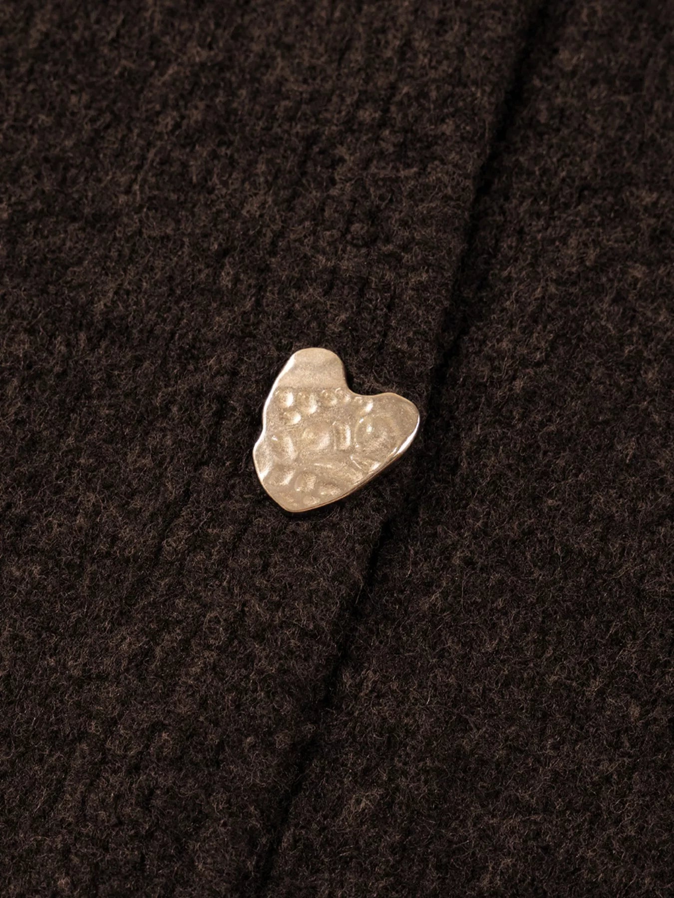 Heart Metal Button V Neck Cardigan Sweater