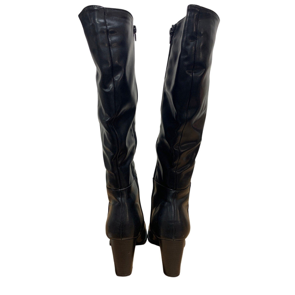 Vepose Womens Size 9 Black 3.5" Heel Knee High Boots Closed Pointed Toe Shoes