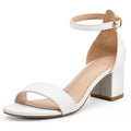 New Mysoft Womens 9W Wide Open Toe 2.5" Chunky Heel Ankle Strap Wedding Shoes
