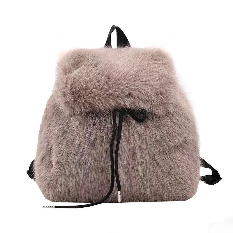 Plush Drawstring Flap Backpack
