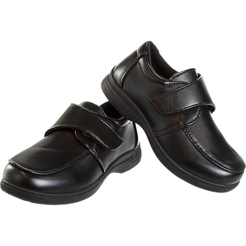 French Toast Little Boys Size 7 Black Faux Leather Hook Loop School Shoes