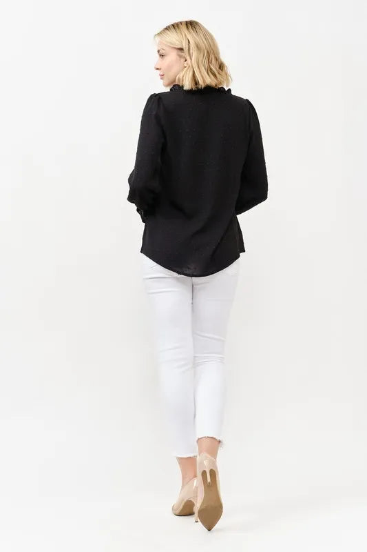 And The Why Polka Dot Ruffle Detailed Blouse Top