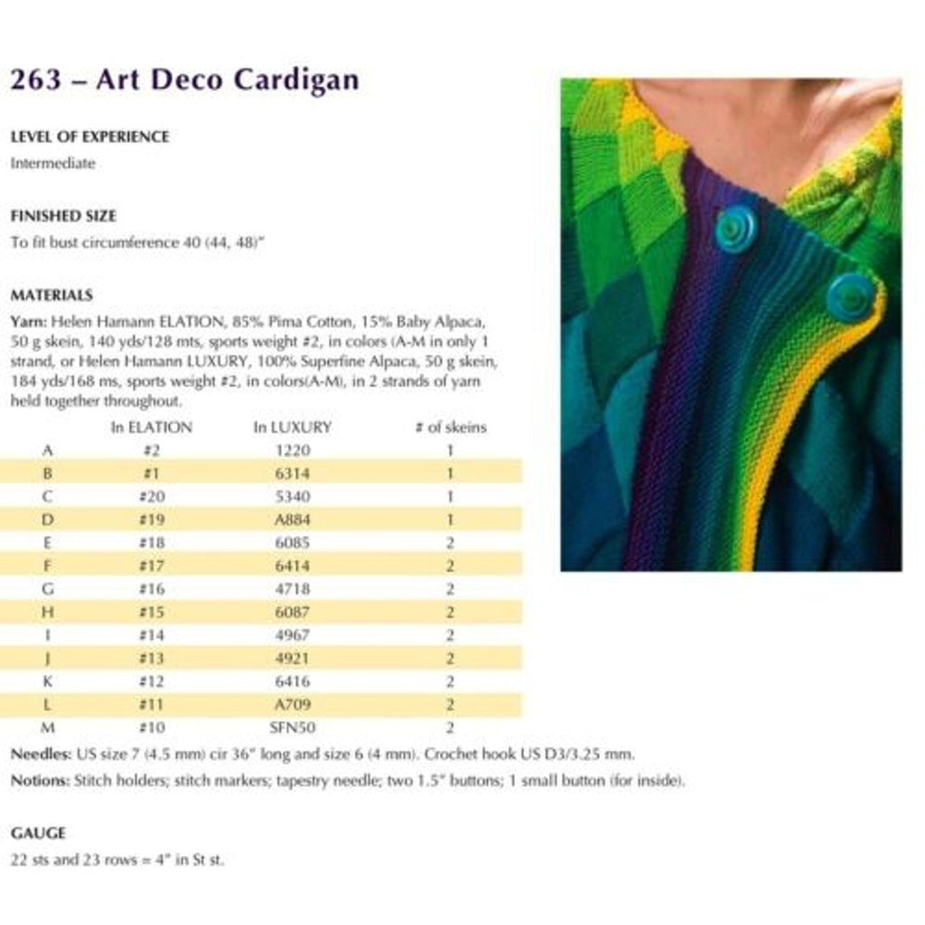 New Helen Hamman 263 Art Deco Cardigan Sweater Knitting Pattern