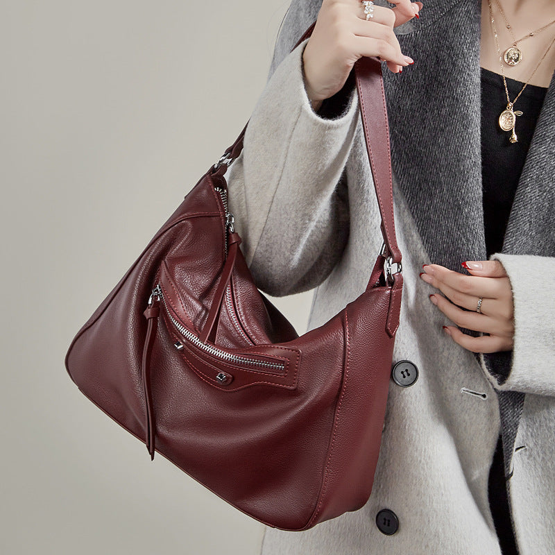 Women's Large Capacity Genuine Leather Crossbody Bag | Retro Style