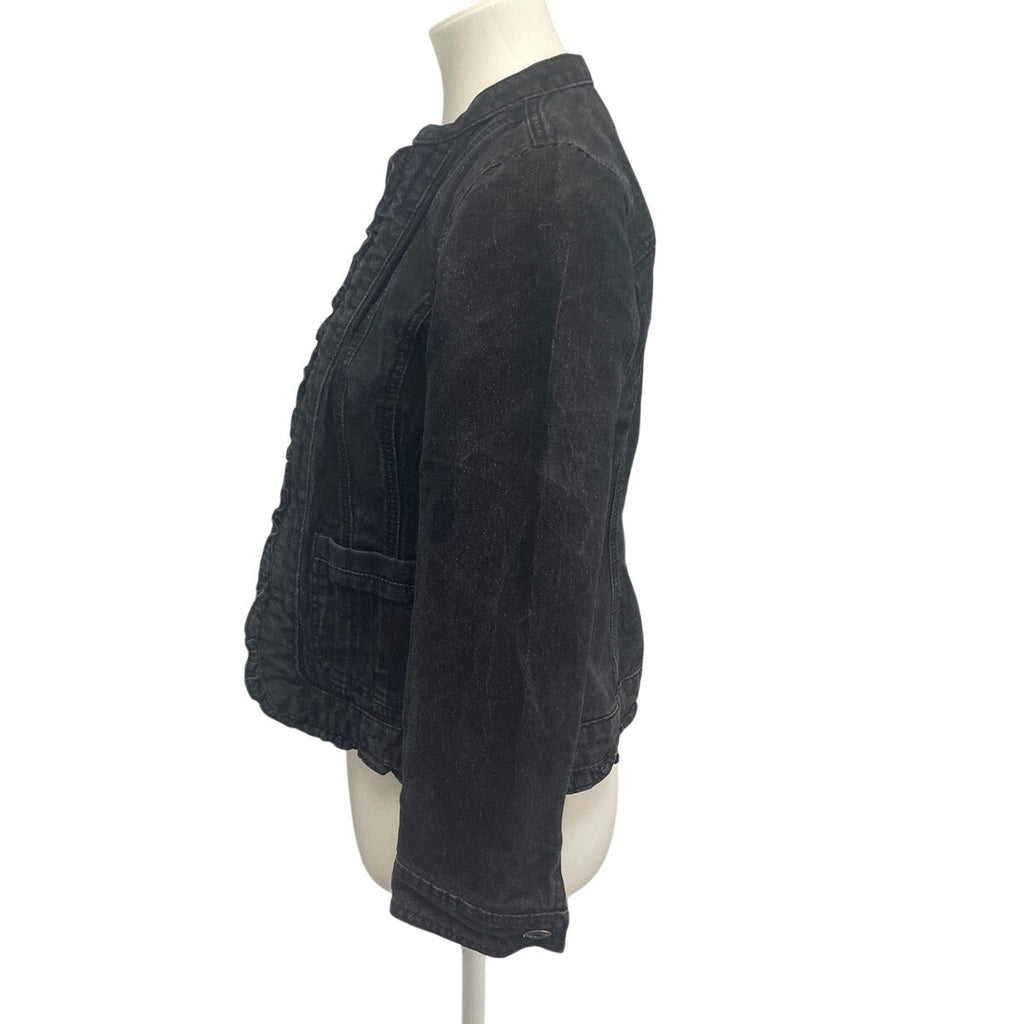 Christopher & Banks Womens Petite Small Stretch Cotton Glittery Jean Jacket