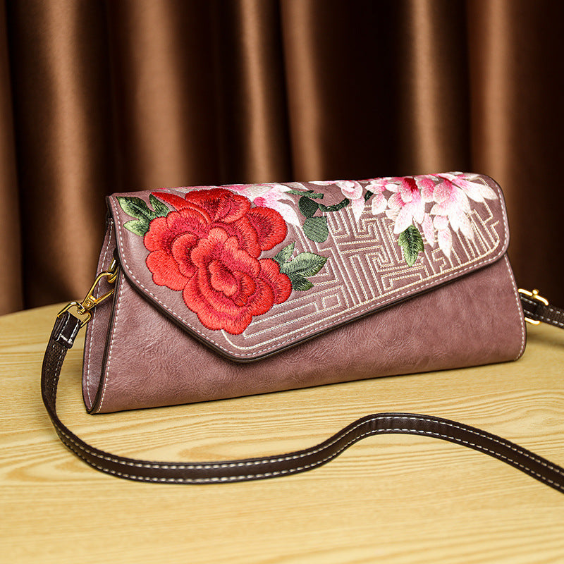 Chinese Floral Embroidered Shoulder Bag | Elegant Women's Handbag