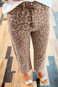 Leopard Print High-Waisted Cropped Jeans