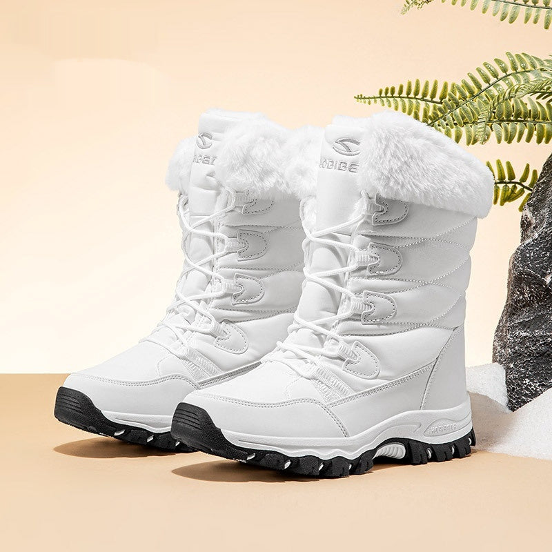 Women's Faux Fur Winter Snow Boots - Warm Mid-Height Soft Sole Casual Boots
