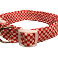 New Handmade Adjustable Upcycled Neck Tie Picnic Red White Checked Dog Collar