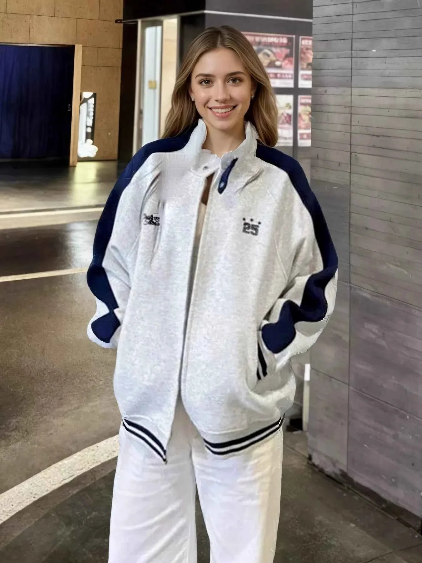 Zip Up Color Block Jacket