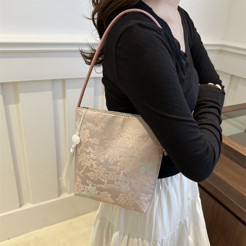 Chinese-Style Vintage Hanfu Bucket Handbag