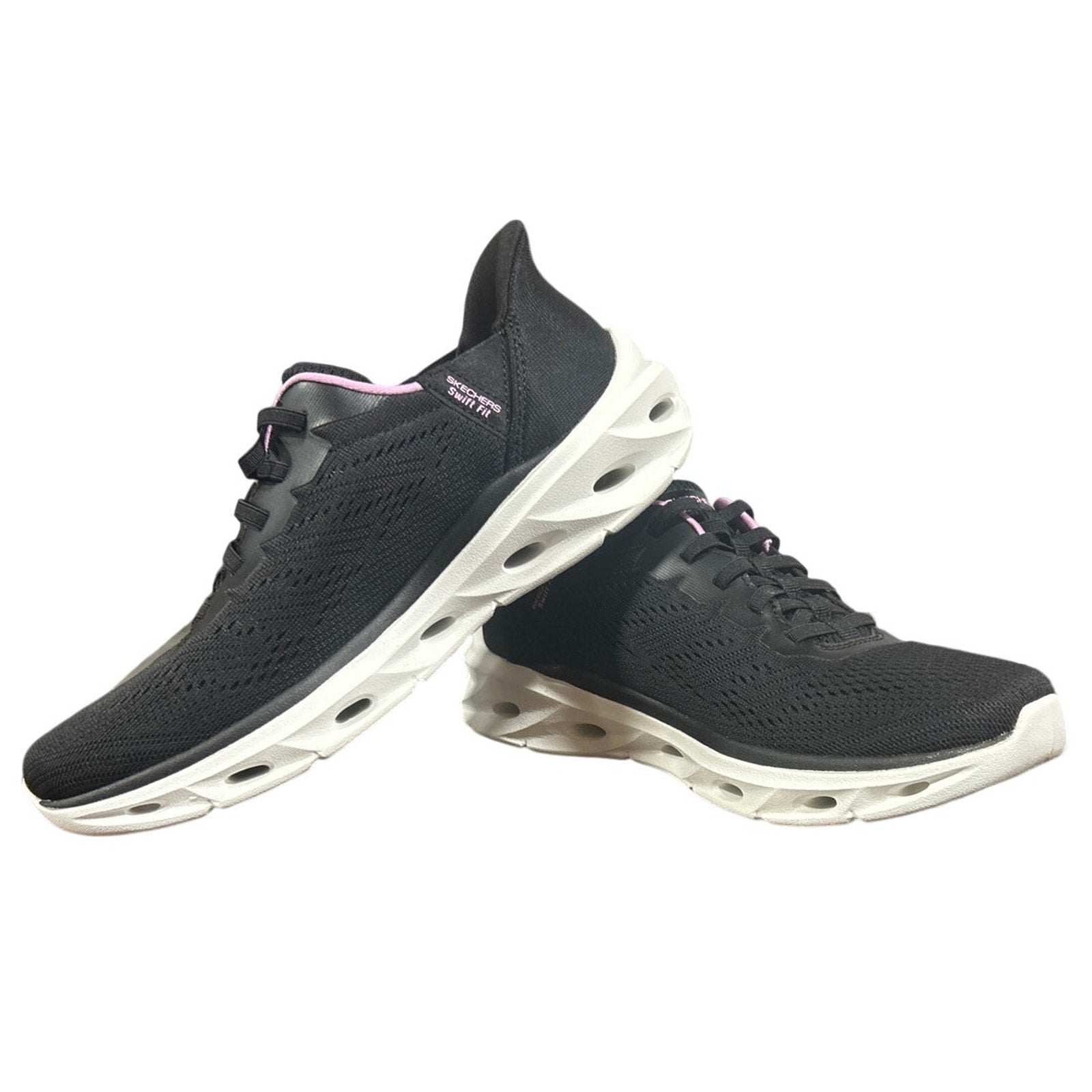 Skechers Womens Size 10 Black Pink Mesh Hands Free Swift Fit Shoes w Box
