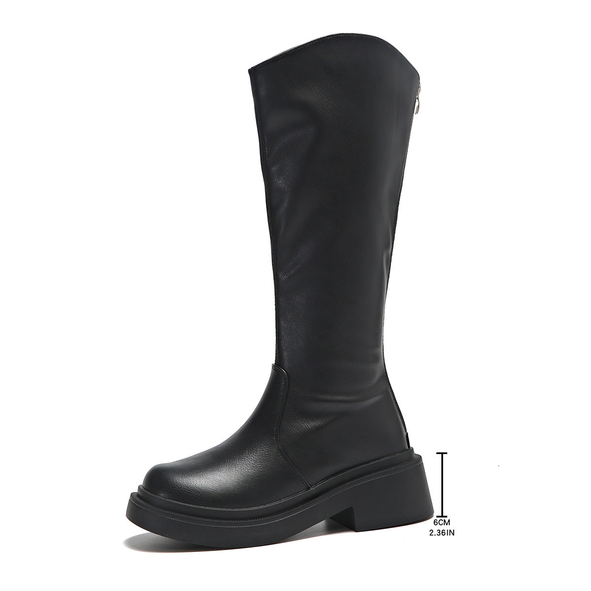 Women's Over-the-Knee Boots | Chunky Heel Round Toe Back Zipper | Black & Brown