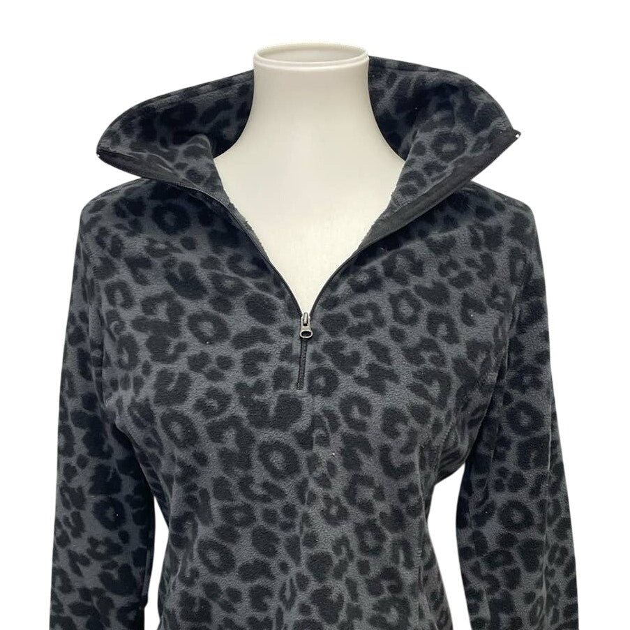 Old Navy Womens Medium Long Sleeve Leopard Spot 1/4 Zip Fleece Pullover Sweater