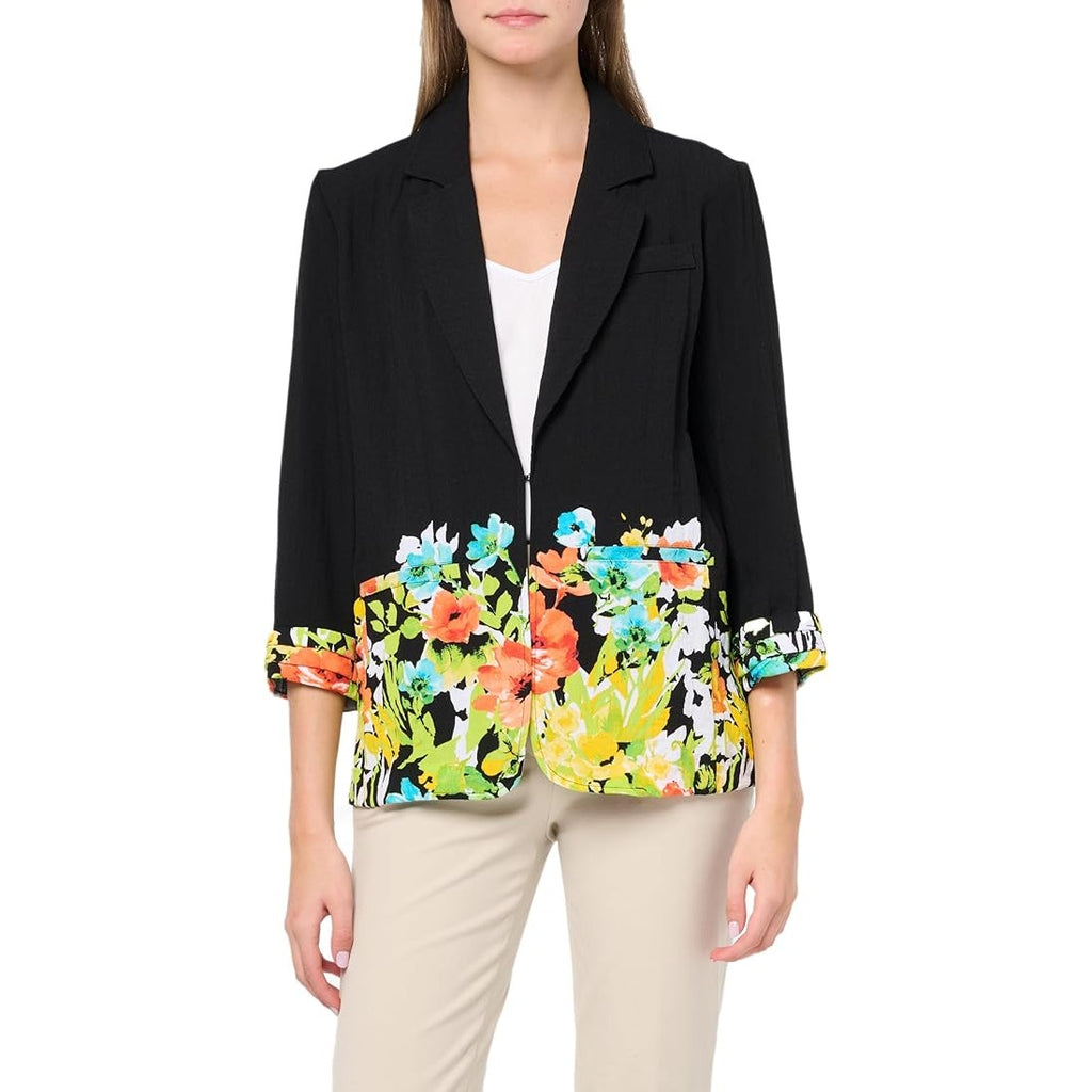 NWT New Multiples Womens Medium Floral 3/4 Sleeve Floral Blazer w Faux Pockets