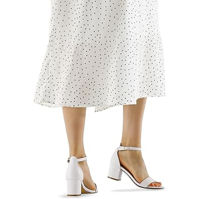 New Mysoft Womens 9W Wide Open Toe 2.5" Chunky Heel Ankle Strap Wedding Shoes