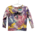 Upcycled Hand Printed Kids 2T Dragonfly Tie Dye Cotton Blend Sweatshirt