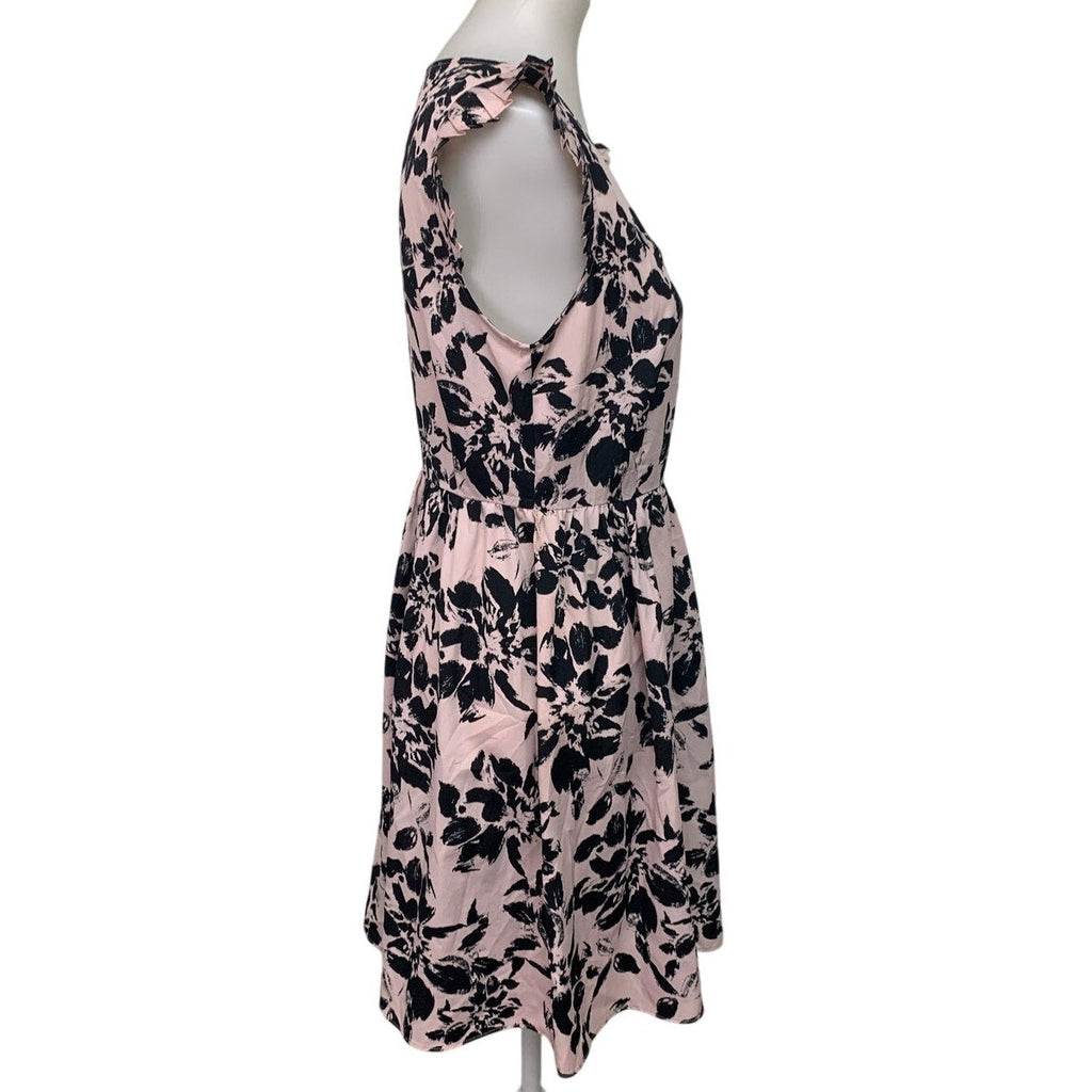 ELLE Womens Medium 100% Polyester Floral Sleeveless Fit n Flare Side Zip Dress