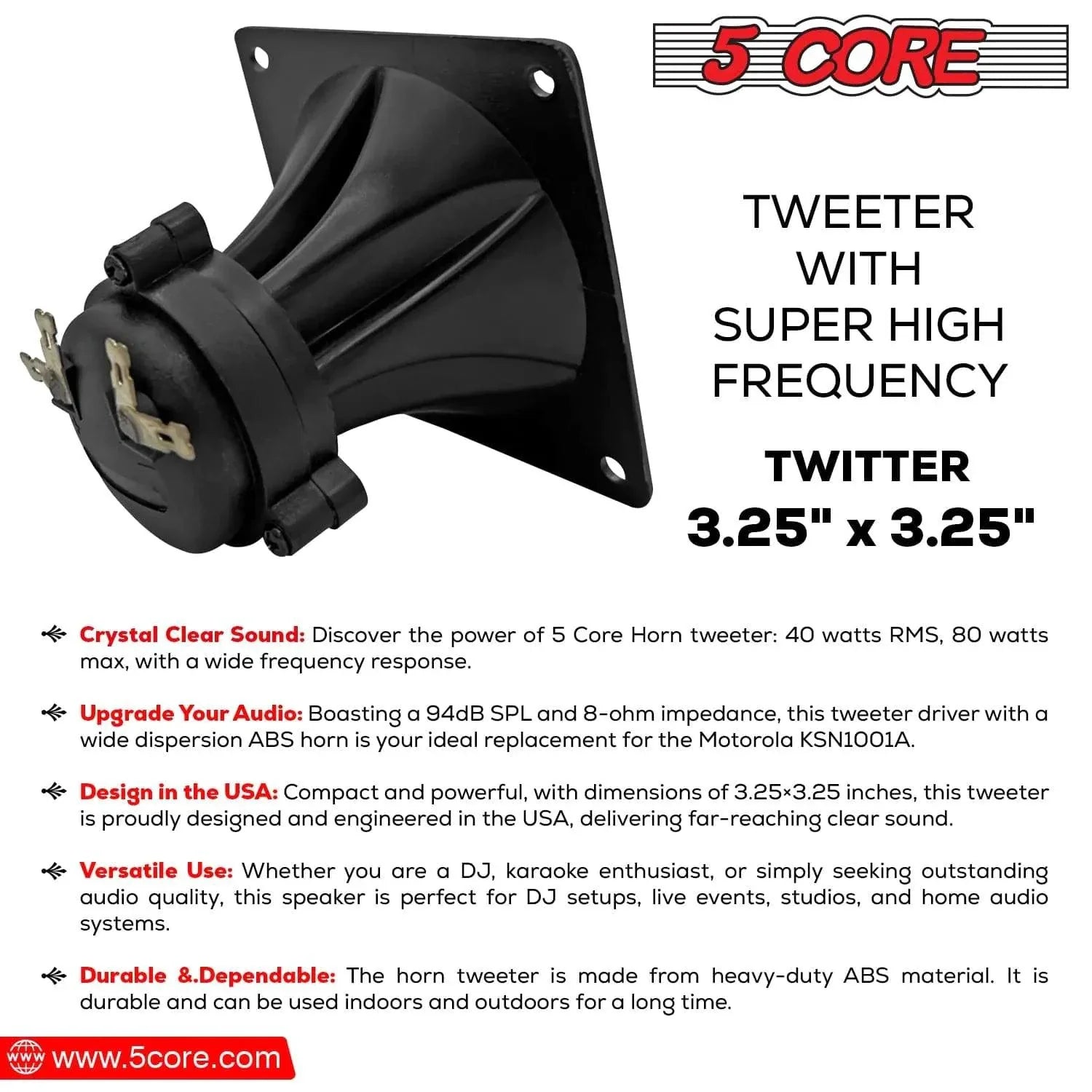 5Core 40W Square Tweeter Driver
