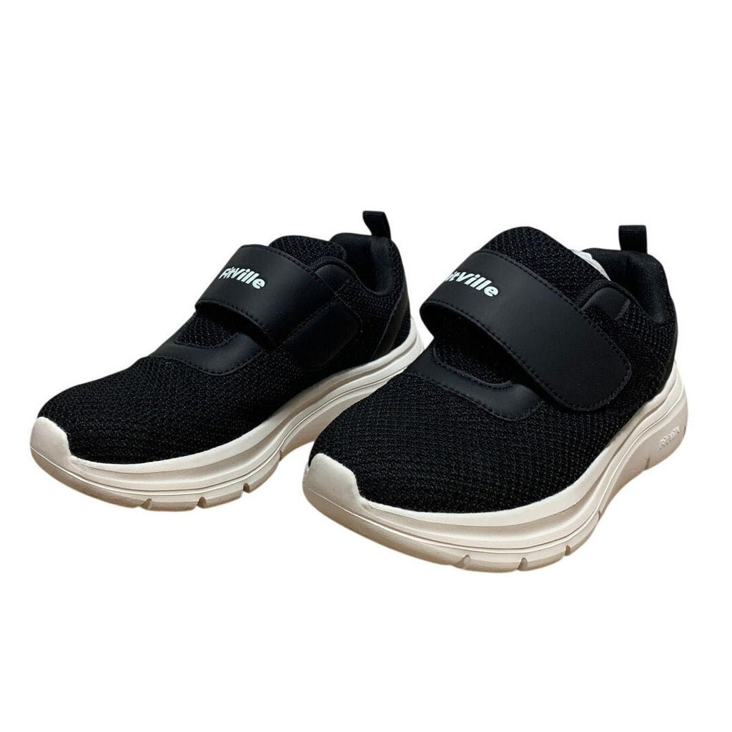 Fitville Womens Size 8 Black Sneakers Closed Round Toe Hook Loop Fastener Shoes