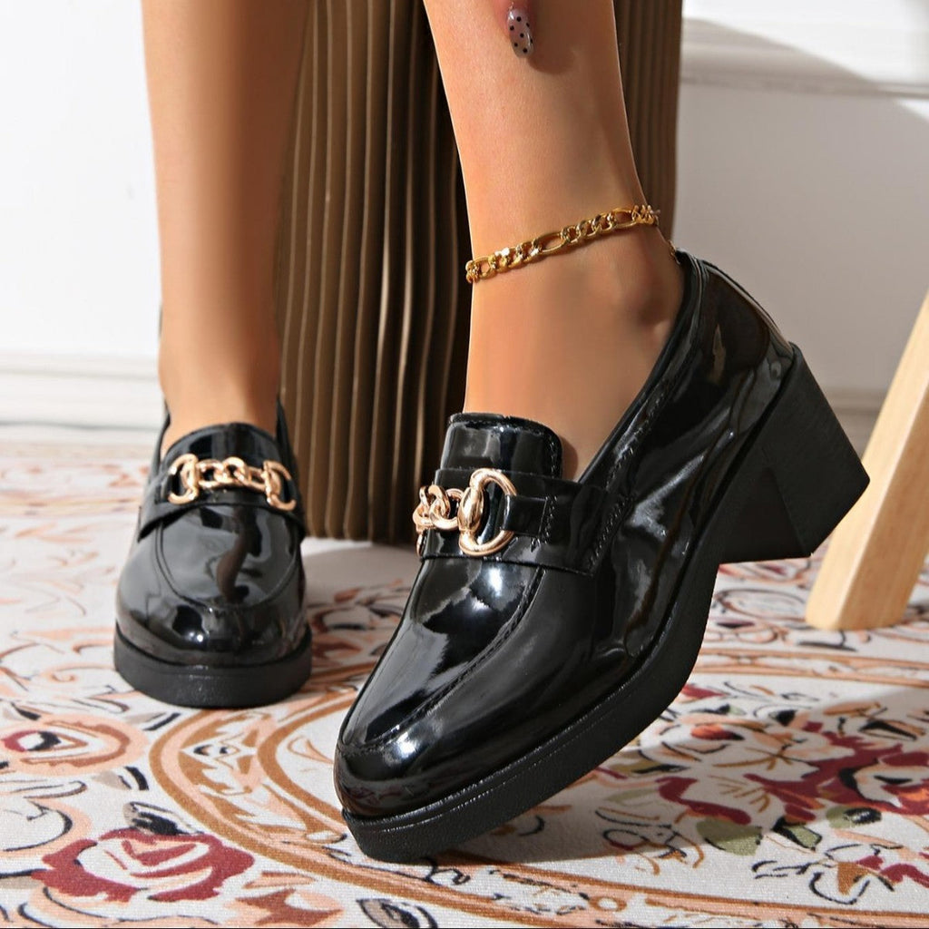 Women's Bowtie Platform Pumps - Low Heel Slip-On Dress Shoes