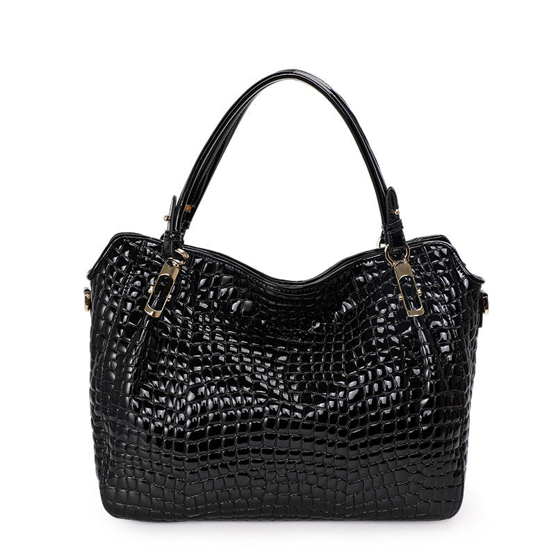 Women's Genuine Leather Tote Bag - Crocodile Pattern Large Casual Handbag
