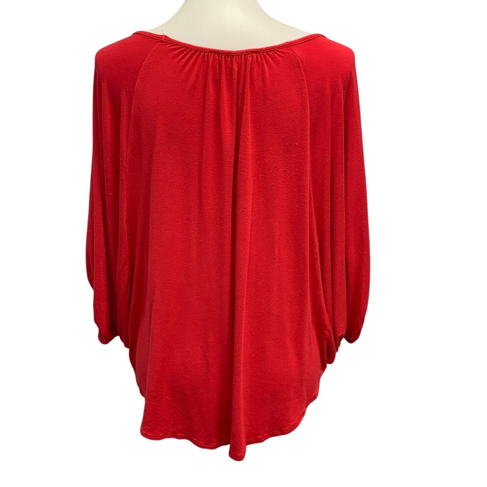 James & Joy Womens Medium Elastic Wrist Long Sleeve Flowy Scoop Neck Top Blouse