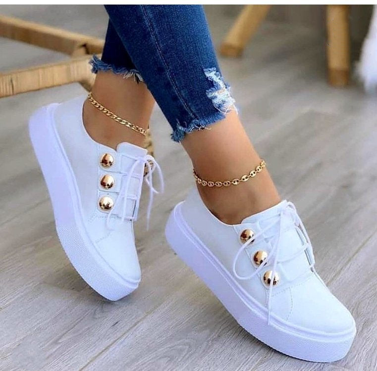 Rivet Lace-Up Sneaker Flats
