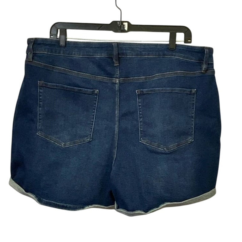 Ava & Viv 22W Stretch Cotton Dark Wash Denim Blue Jean Short Shorts w Pockets