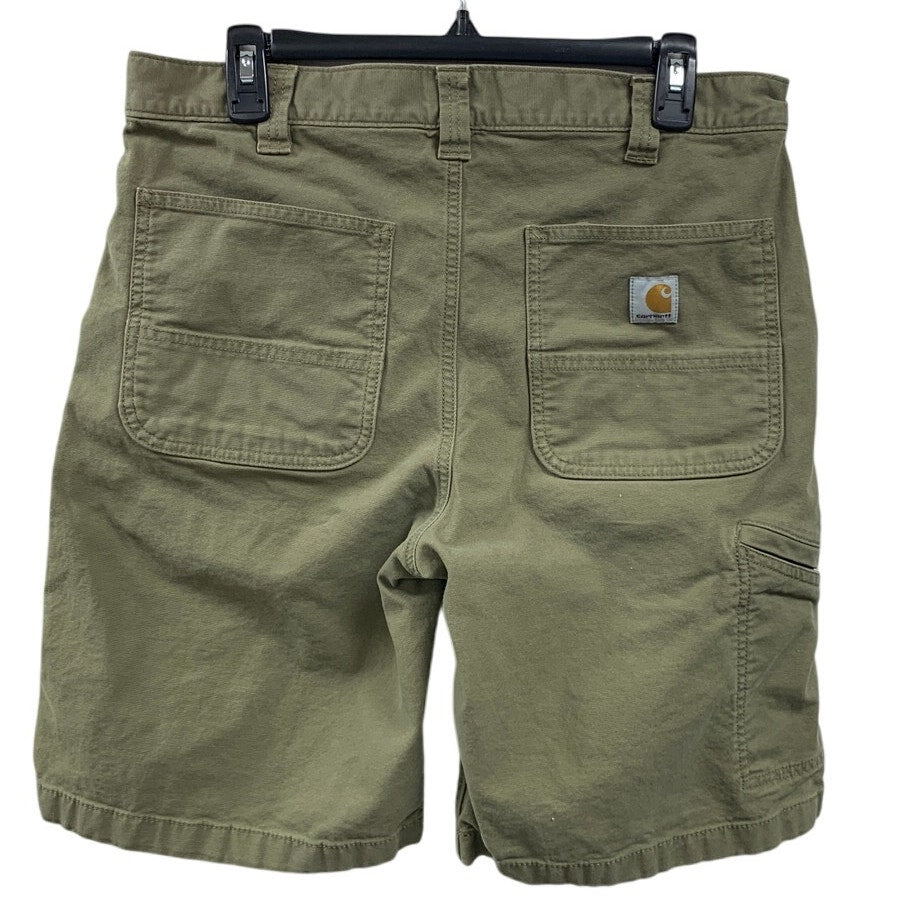 Carhartt Mens Size 33 Army Green Cotton Blend Relaxed Fit Multi Pocket Shorts