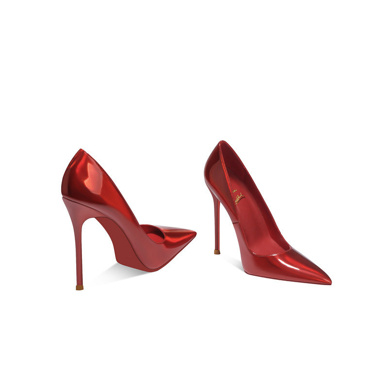 Red Sole Pointed Toe Slip-On Pumps – Women's Stiletto High Heels