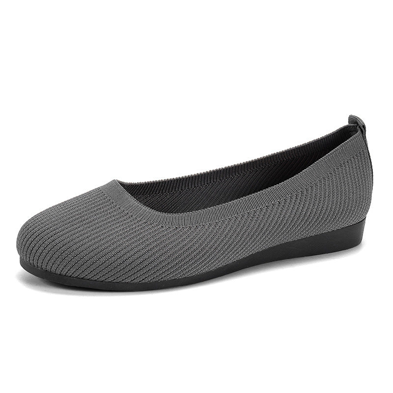 Women's Round Toe Flats | Breathable Knit Mesh Slip-On Shoes | Lightweight Comfort Flats