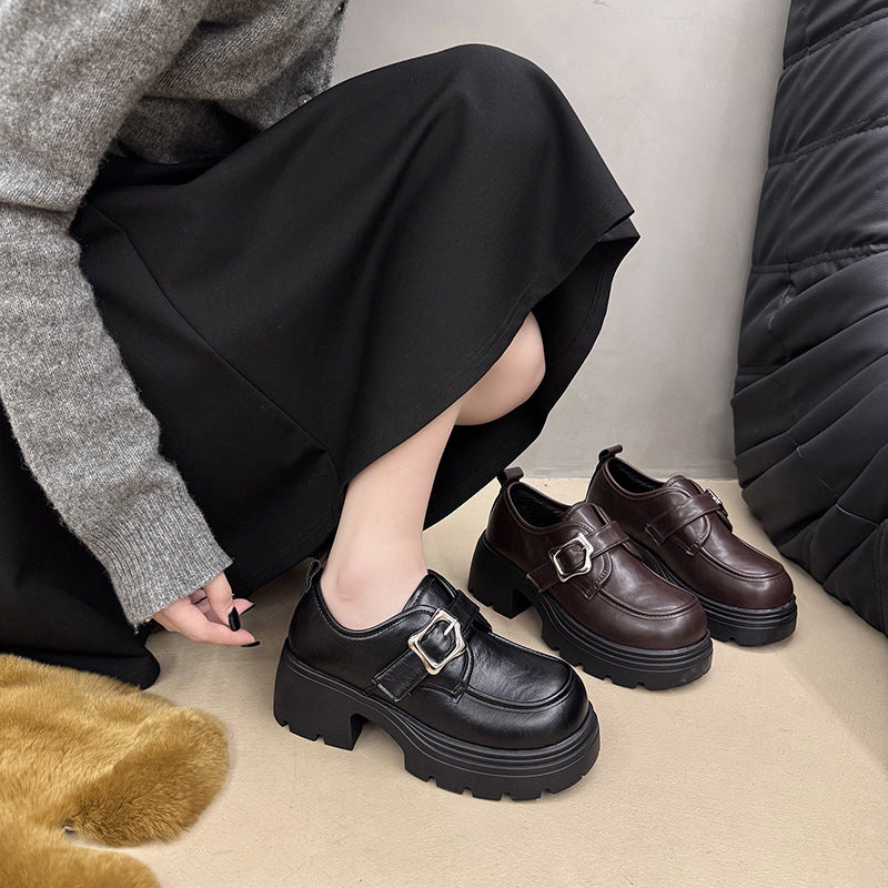 British-Style Platform Leather Shoes