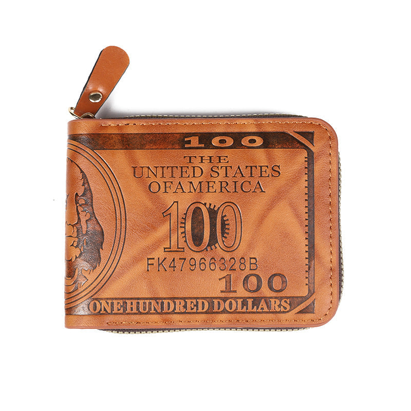 Personalized Dollar Men's Bifold Buckle Wallet – Multiple Card Slots, PU Leather, Retro Embossed Design