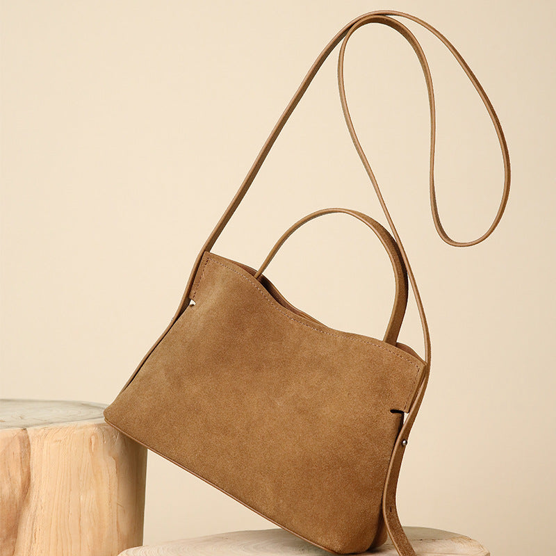 Women's Suede Velvet Crossbody Bag – Niche Design Double Strap Shoulder Bag