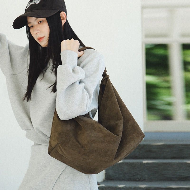 Women's Large-Capacity Suede Shoulder Bag – Casual Everyday Handbag