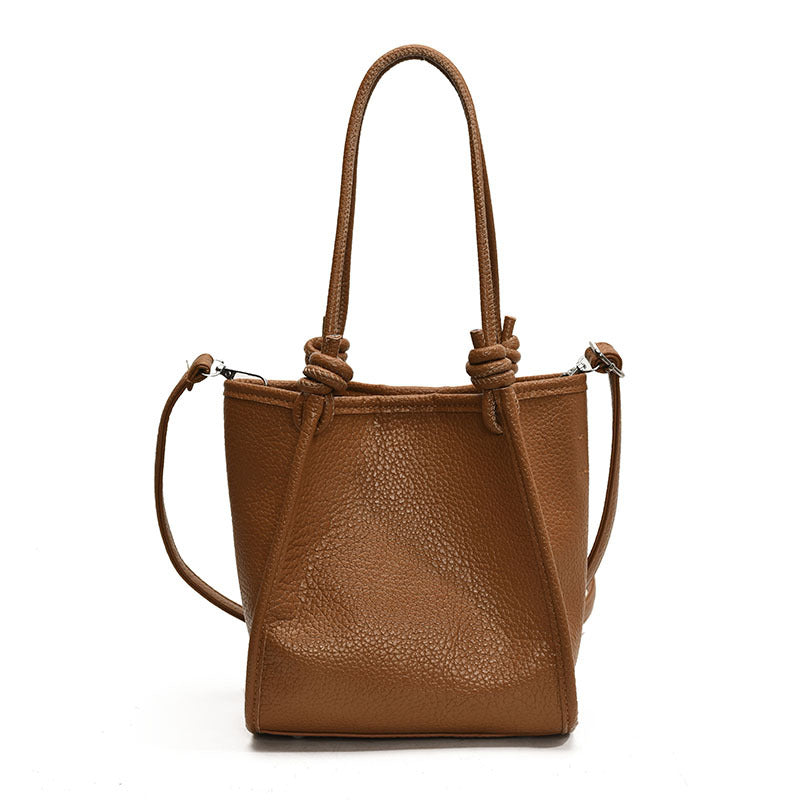 Women's High-Capacity Crossbody Bucket Bag - PU Leather Shoulder Bag with Adjustable Strap