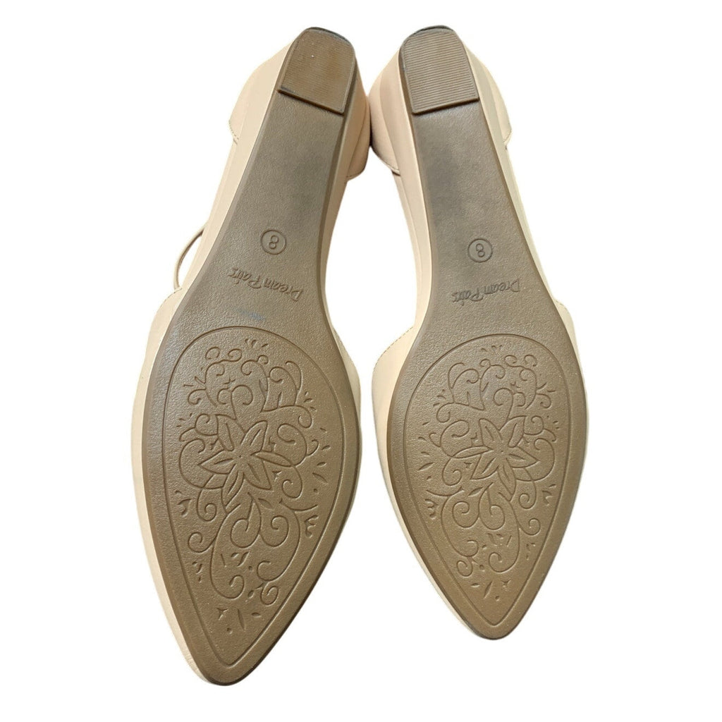 Dream Pairs Womens Size 8 Tan 1" Wedge Flats Ankle Strap Pointed Toe Shoes