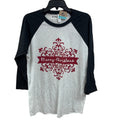 New Hand Printed Womens Medium Merry Christmas Holiday Long Sleeve Tee Shirt